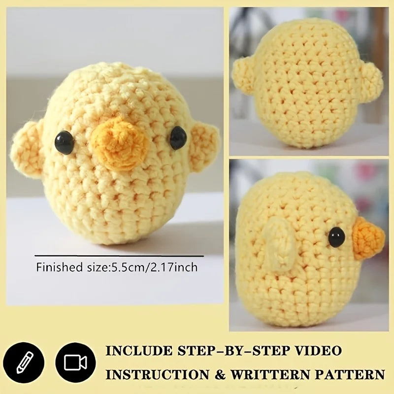 3 Crochet Kits - 3 Crochet Kits for Beginners/Experts - Bunny, Chick, Bee for adult beginners, includes enough yarn, crochet hook, needle, and stitch counters