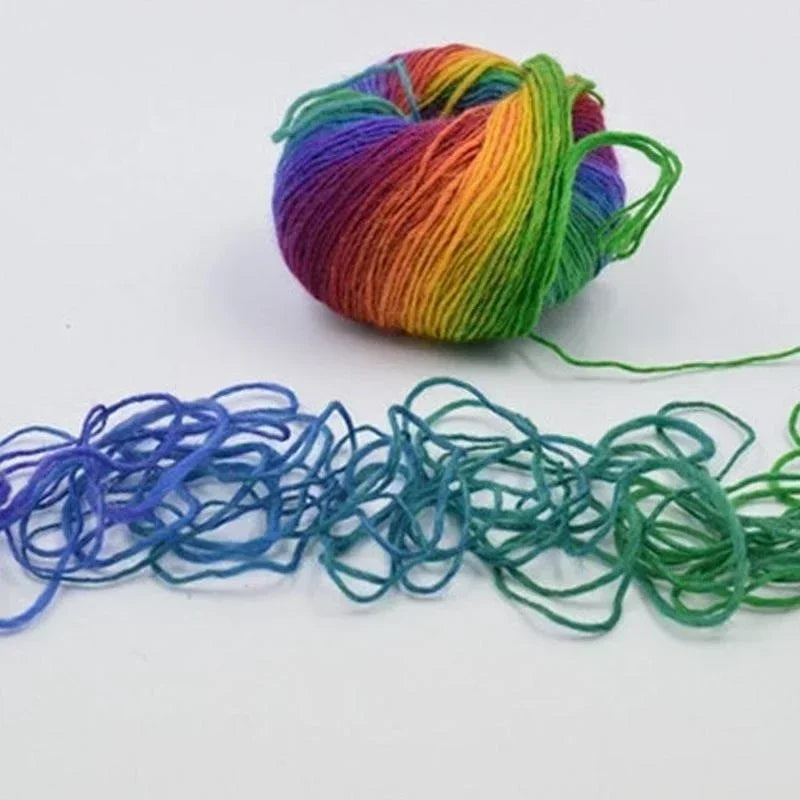 1 Rolls 50g/ball Rainbow Yarn Wool Crochet Yarn Fancy Lana Knitting Yarn Croche Laine Hand Knitting Colorful Soft Fine