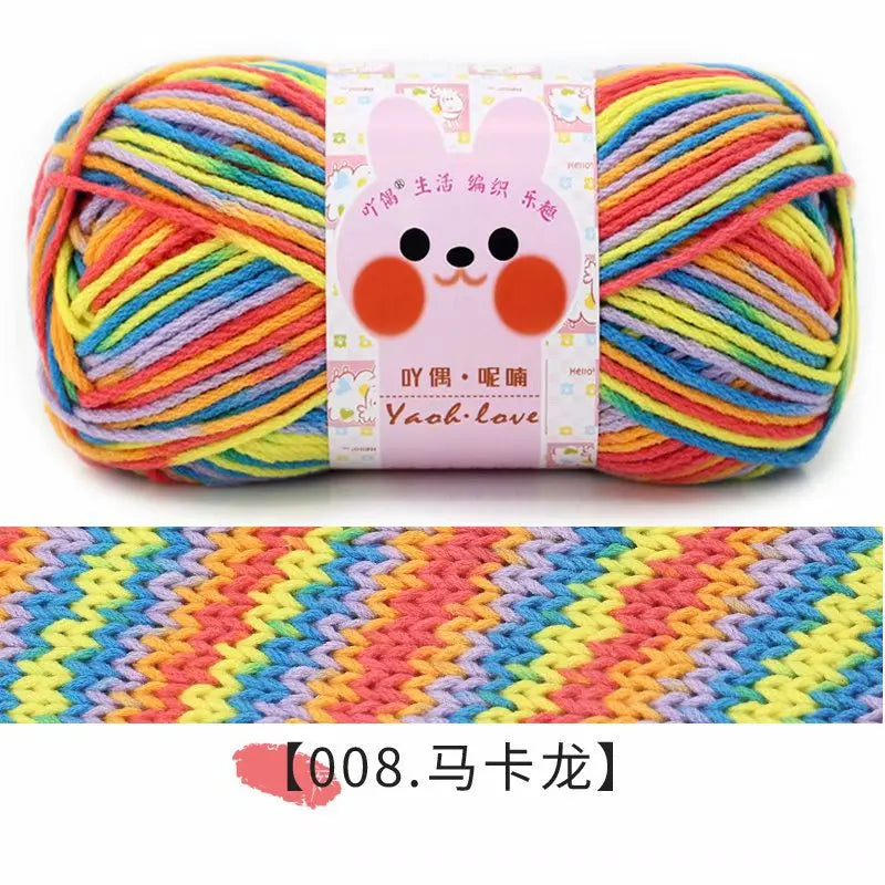 100g/Roll 170M Rainbow Cotton Yarn Segment Byeing 6 Strands Milk Cotton Yarn Threads Hand Knitted Baby DIY Scarves Socks Line