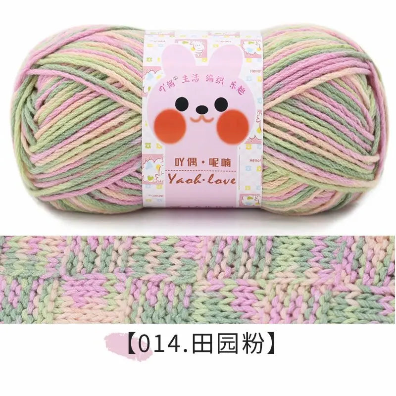 100g/Roll 170M Rainbow Cotton Yarn Segment Byeing 6 Strands Milk Cotton Yarn Threads Hand Knitted Baby DIY Scarves Socks Line