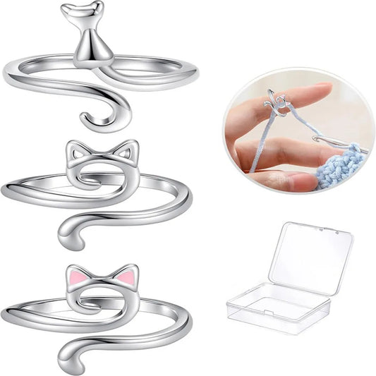 3Pcs/Set Crochet Hook with Thread Ring, Handmade Yarn Winding Tool, Personalized Ring, Comes with Storage Box