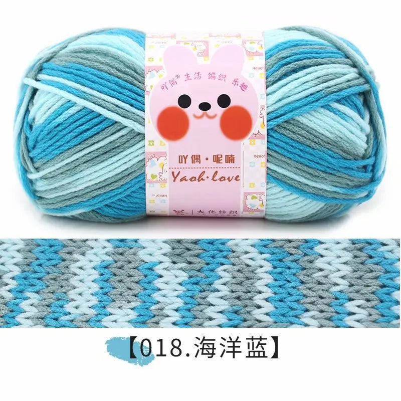 100g/Roll 170M Rainbow Cotton Yarn Segment Byeing 6 Strands Milk Cotton Yarn Threads Hand Knitted Baby DIY Scarves Socks Line