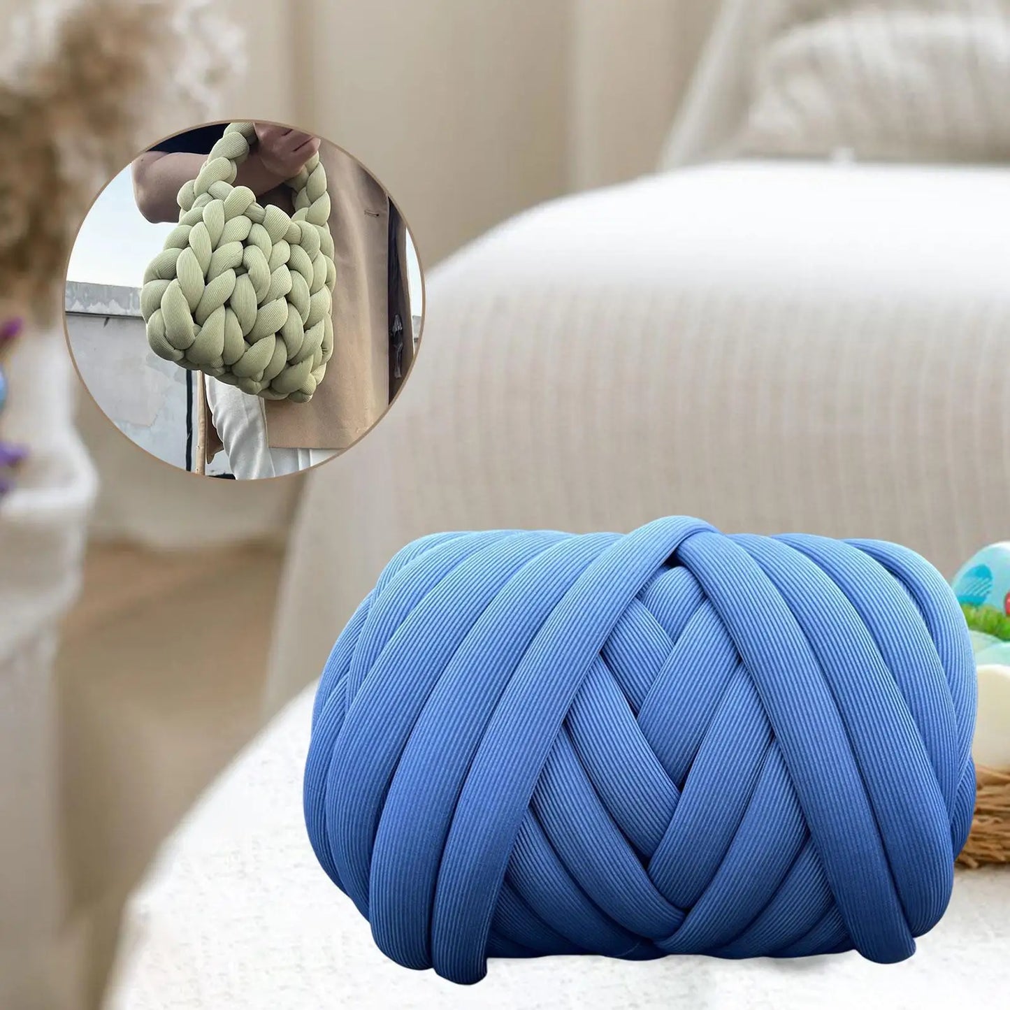 Chunky Yarn Washable Braided Knot 500G Tube Giant Yarn Jumbo Tubular Yarn for Crochet Rug Making Blanket Pillow Throw
