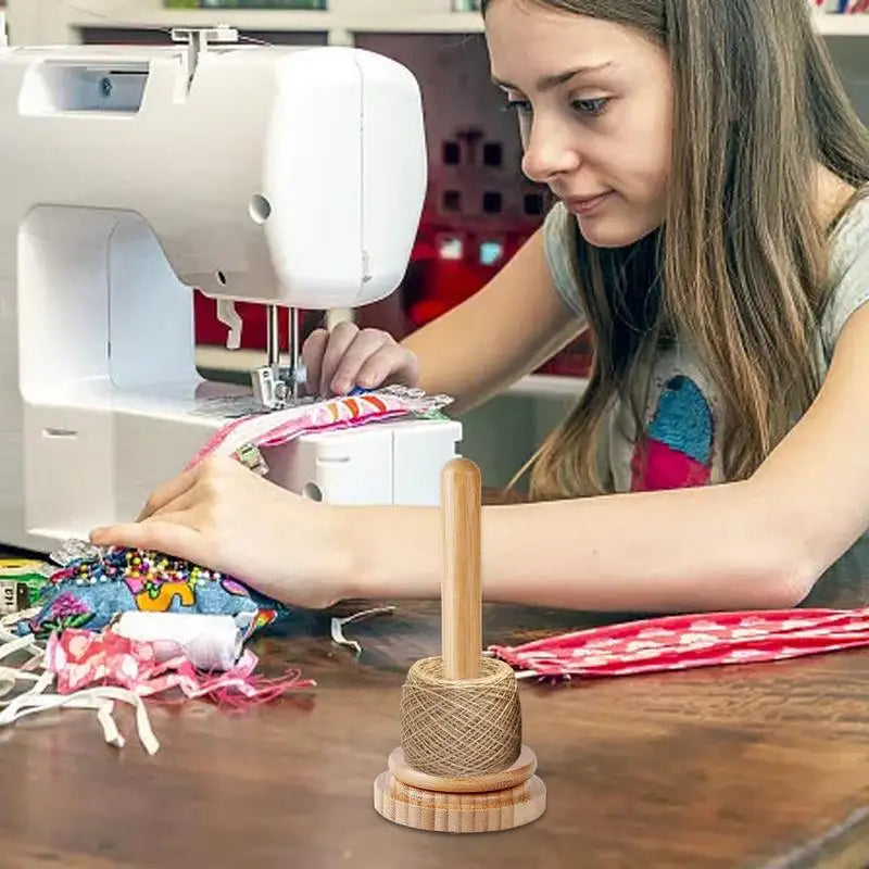 Yarn Holder Stand Wood Manual Yarn Winder Dispenser Rotating Yarn Ball Storage Knitting Accessories forCutting Sewing Crocheting