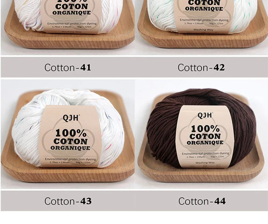 50g 100% Organic Cotton Yarn for Knitting Crocheting Crafts Hand Woven Sweater Yarn Cotton Yarn Threads Hand Knitted DIY Scarves
