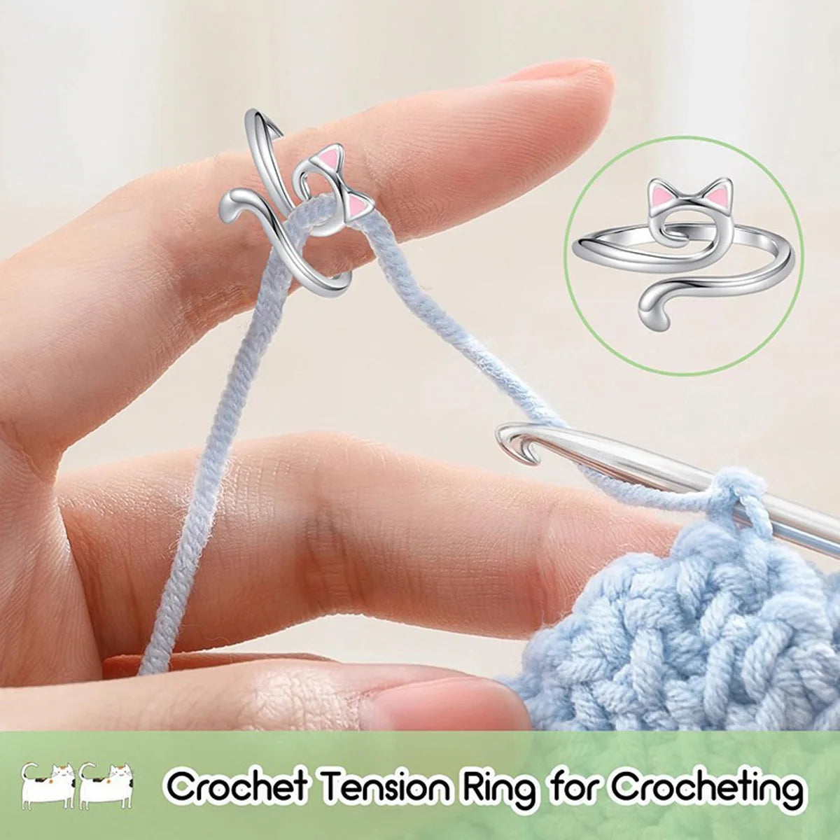 3Pcs/Set Crochet Hook with Thread Ring, Handmade Yarn Winding Tool, Personalized Ring, Comes with Storage Box