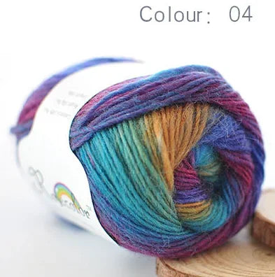50g Rainbow 100% Pure Wool Yarn,Long Dyed Gradient Knitting Yarn,DIY Shawl Sweater Scarf Clothing Crochet Thread Hand Woven Gift