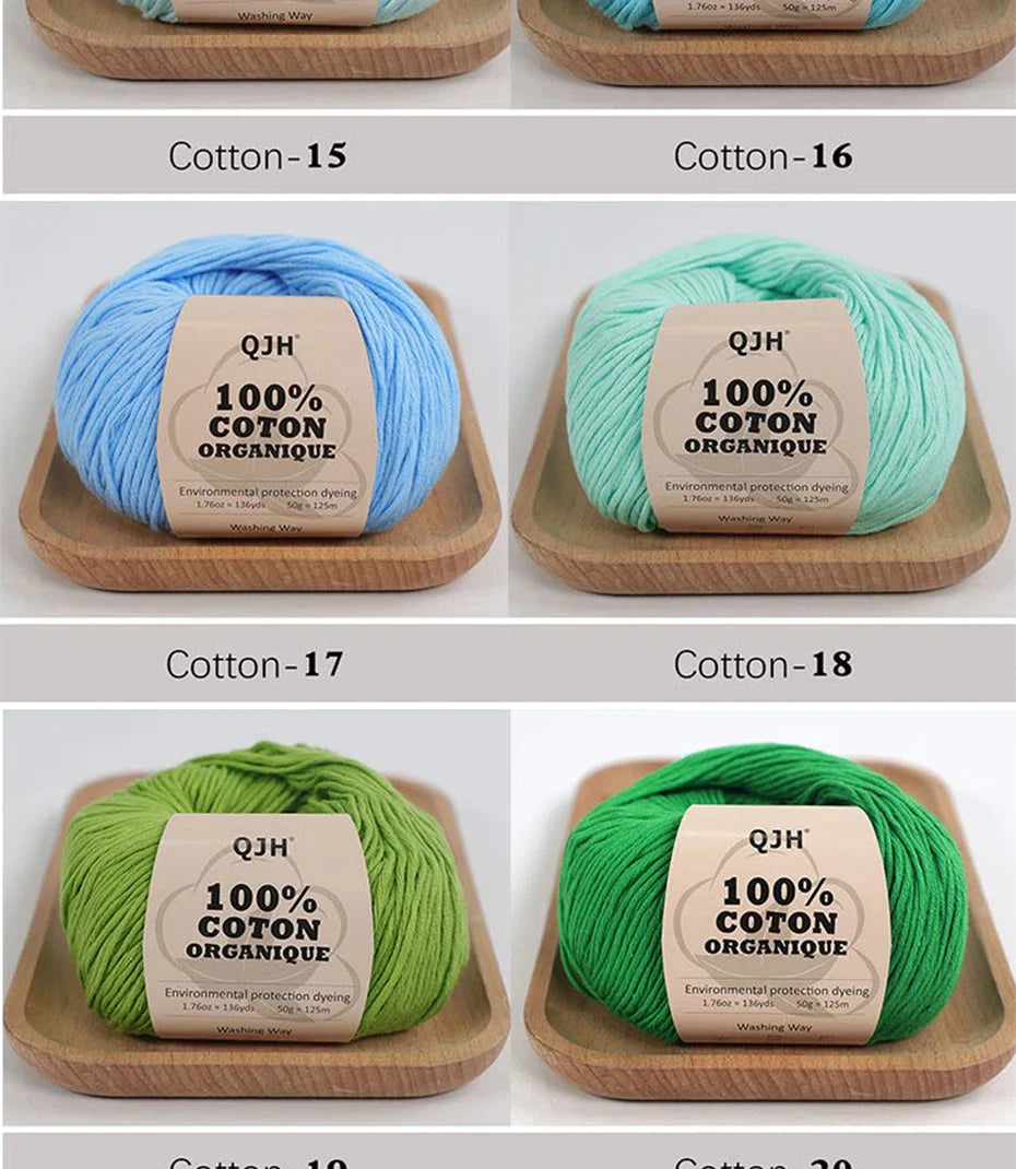 50g 100% Organic Cotton Yarn for Knitting Crocheting Crafts Hand Woven Sweater Yarn Cotton Yarn Threads Hand Knitted DIY Scarves