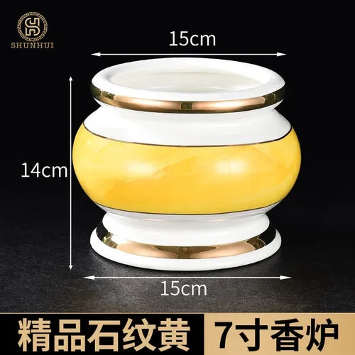Incense burner for Buddha, household, indoor, ceramic, large incense burner, Buddhist utensils, holy water cup, incense burning