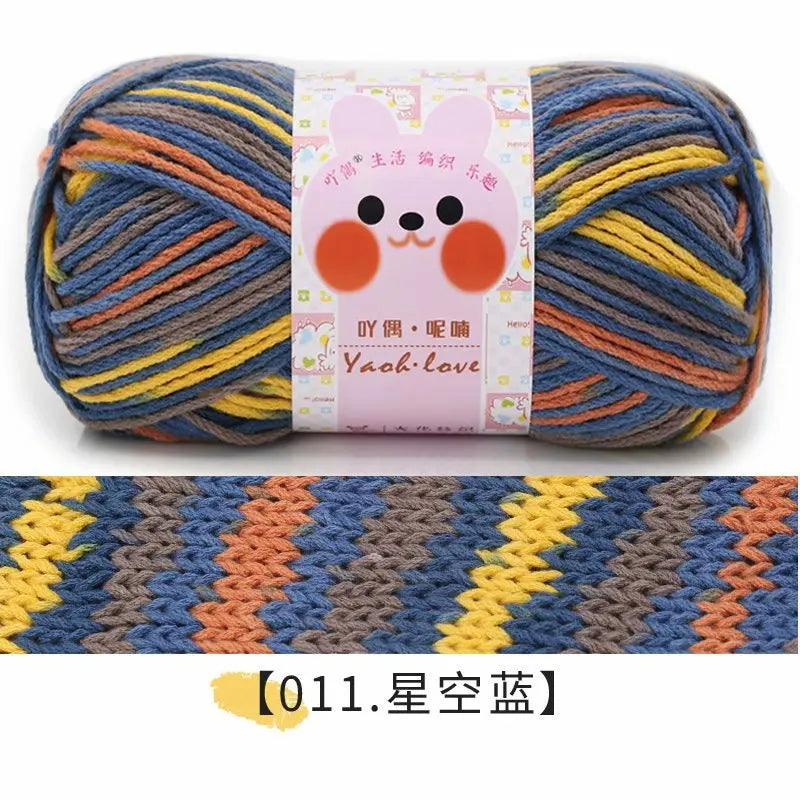 100g/Roll 170M Rainbow Cotton Yarn Segment Byeing 6 Strands Milk Cotton Yarn Threads Hand Knitted Baby DIY Scarves Socks Line