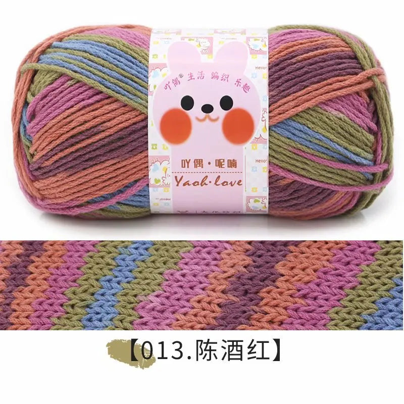 100g/Roll 170M Rainbow Cotton Yarn Segment Byeing 6 Strands Milk Cotton Yarn Threads Hand Knitted Baby DIY Scarves Socks Line