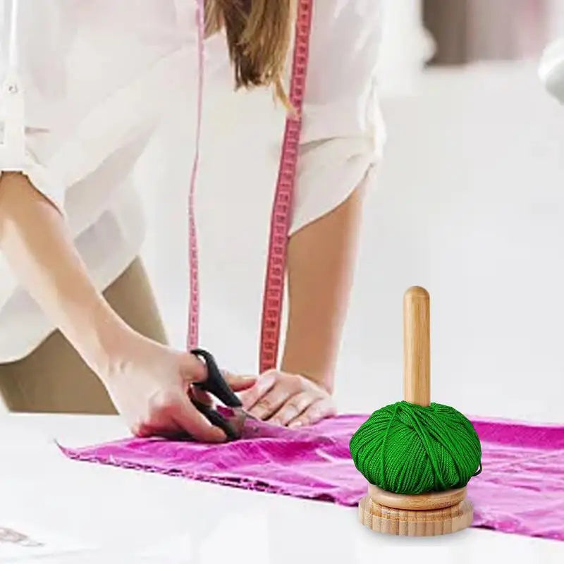 Yarn Holder Stand Wood Manual Yarn Winder Dispenser Rotating Yarn Ball Storage Knitting Accessories forCutting Sewing Crocheting