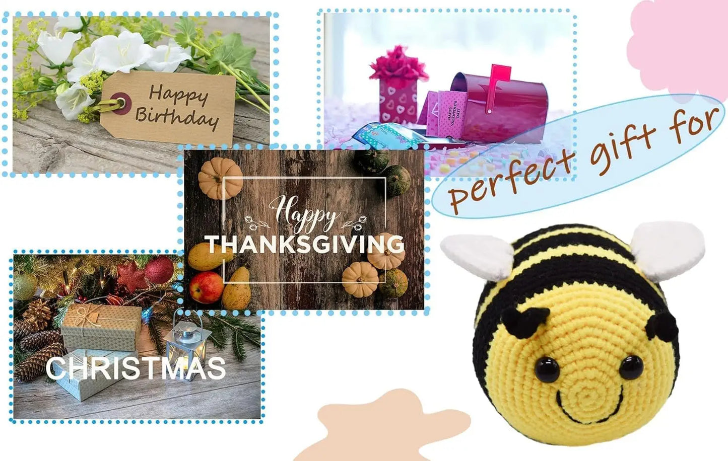 3 Crochet Kits - 3 Crochet Kits for Beginners/Experts - Bunny, Chick, Bee for adult beginners, includes enough yarn, crochet hook, needle, and stitch counters