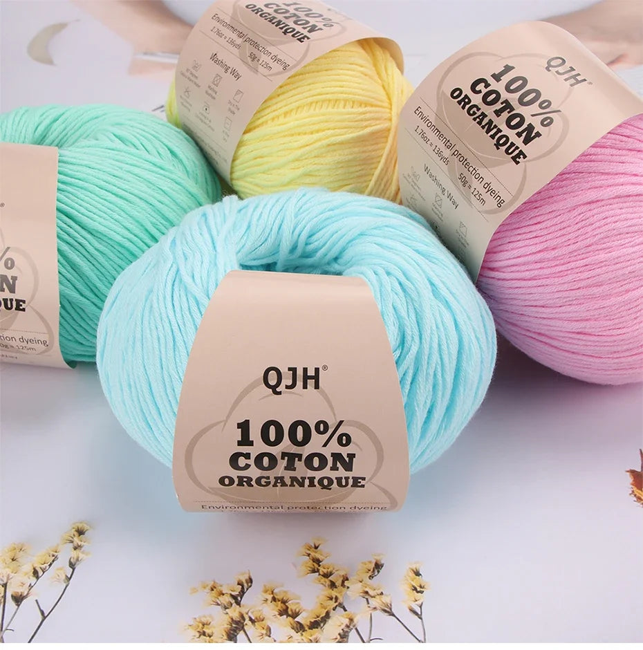 50g 100% Organic Cotton Yarn for Knitting Crocheting Crafts Hand Woven Sweater Yarn Cotton Yarn Threads Hand Knitted DIY Scarves