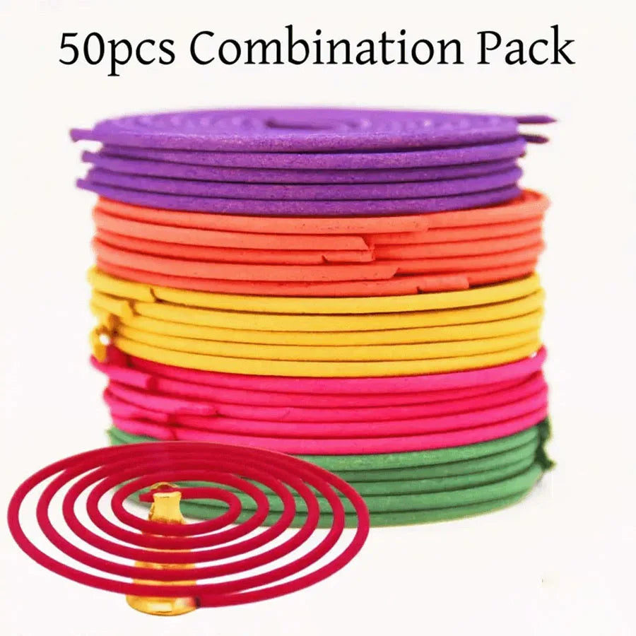 50pcs Mixed Fragrance Incense Sticks, Spiral Shape, Lemon, Rose, Jasmine, Lavender, Orange, 3-4 Hours Burn Time, Mild Fragrance,
