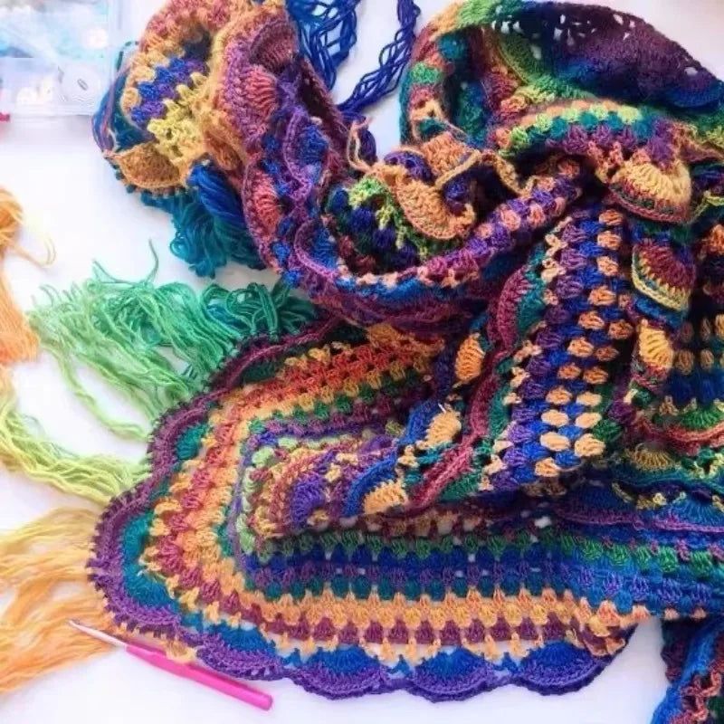 50g Rainbow 100% Pure Wool Yarn,Long Dyed Gradient Knitting Yarn,DIY Shawl Sweater Scarf Clothing Crochet Thread Hand Woven Gift