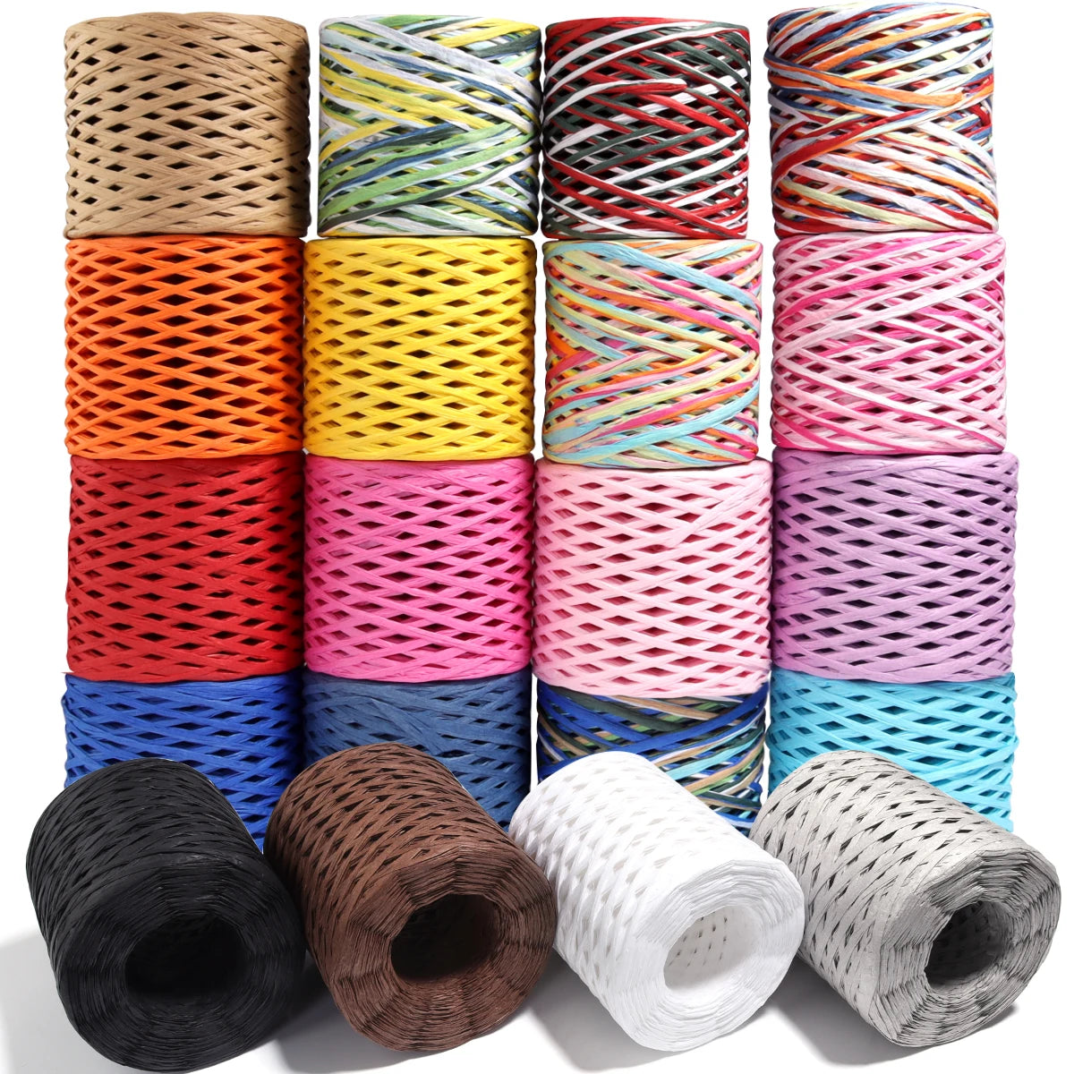 200m Natural Raffia Straw Yarn Thread Raffia Paper Ribbon Yarn Knitted Crocheting Rope For DIY Crafts Wrapping Decoration