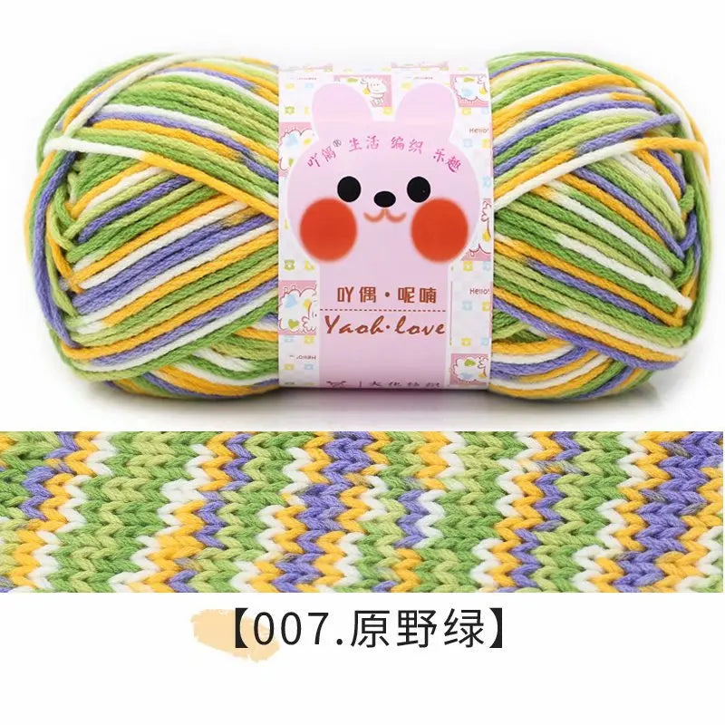 100g/Roll 170M Rainbow Cotton Yarn Segment Byeing 6 Strands Milk Cotton Yarn Threads Hand Knitted Baby DIY Scarves Socks Line
