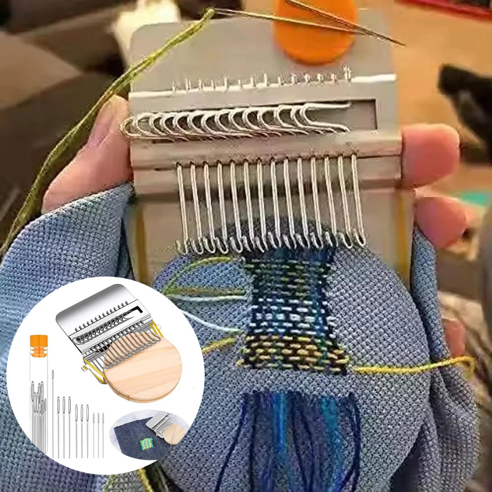 Crochet Mini Knitting Machine Small Loom Machine Tools DIY Textile Tool Darning Machine For Stitching Mending Clothes and Jeans