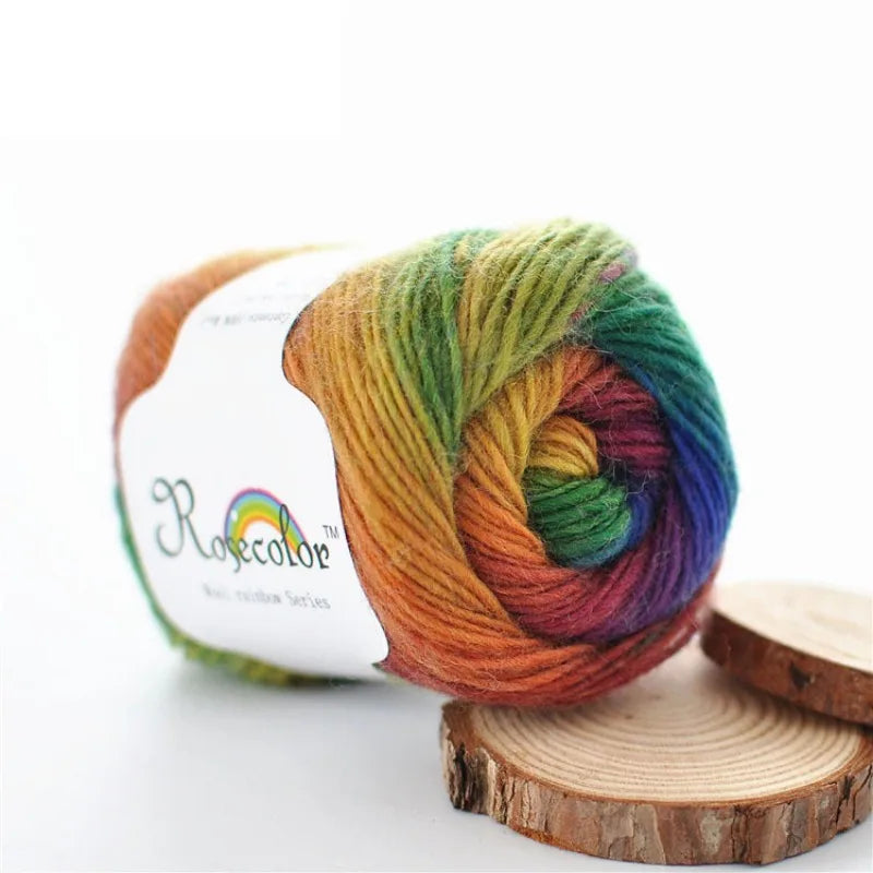50g Rainbow 100% Pure Wool Yarn,Long Dyed Gradient Knitting Yarn,DIY Shawl Sweater Scarf Clothing Crochet Thread Hand Woven Gift