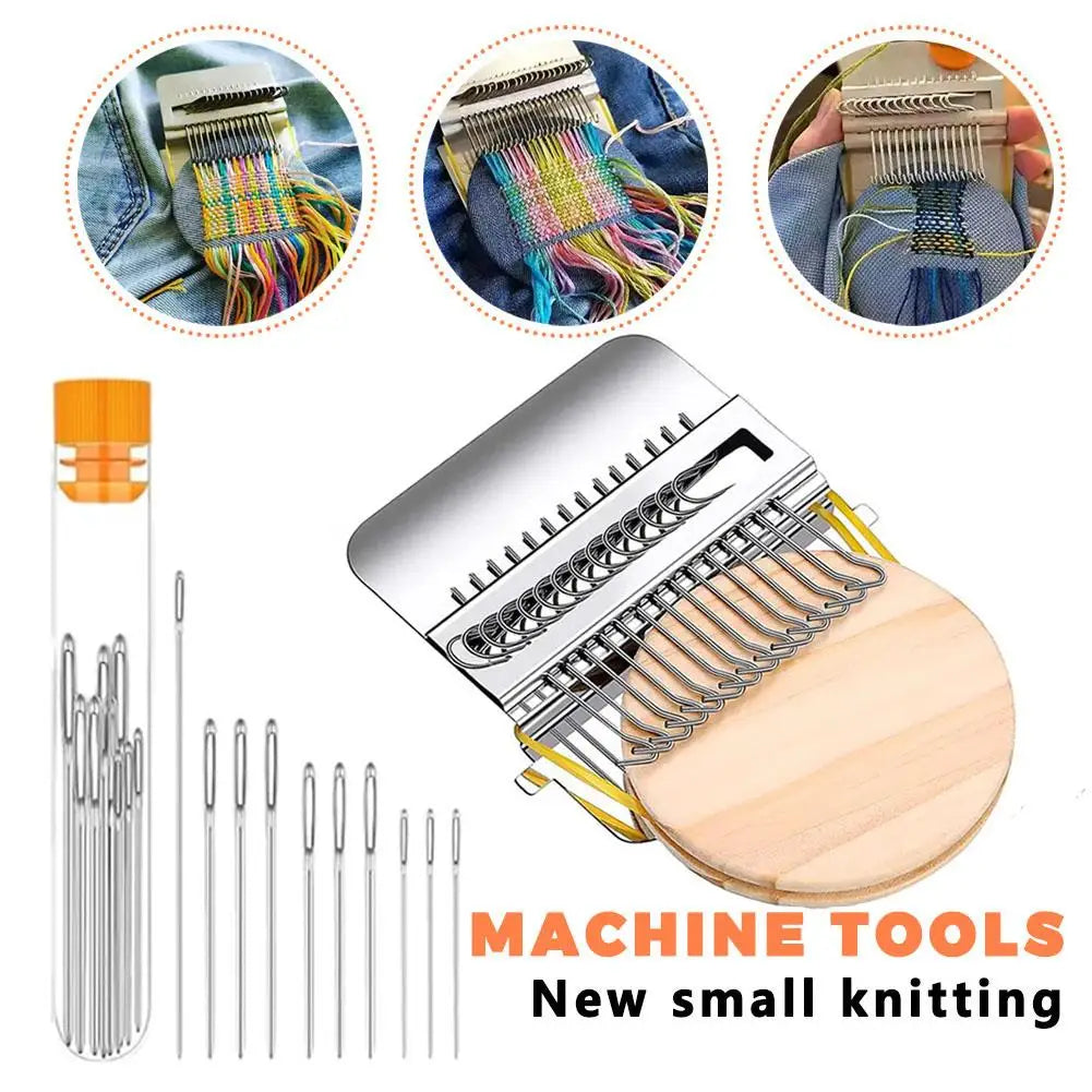 Crochet Mini Knitting Machine Small Loom Machine Tools DIY Textile Tool Darning Machine For Stitching Mending Clothes and Jeans