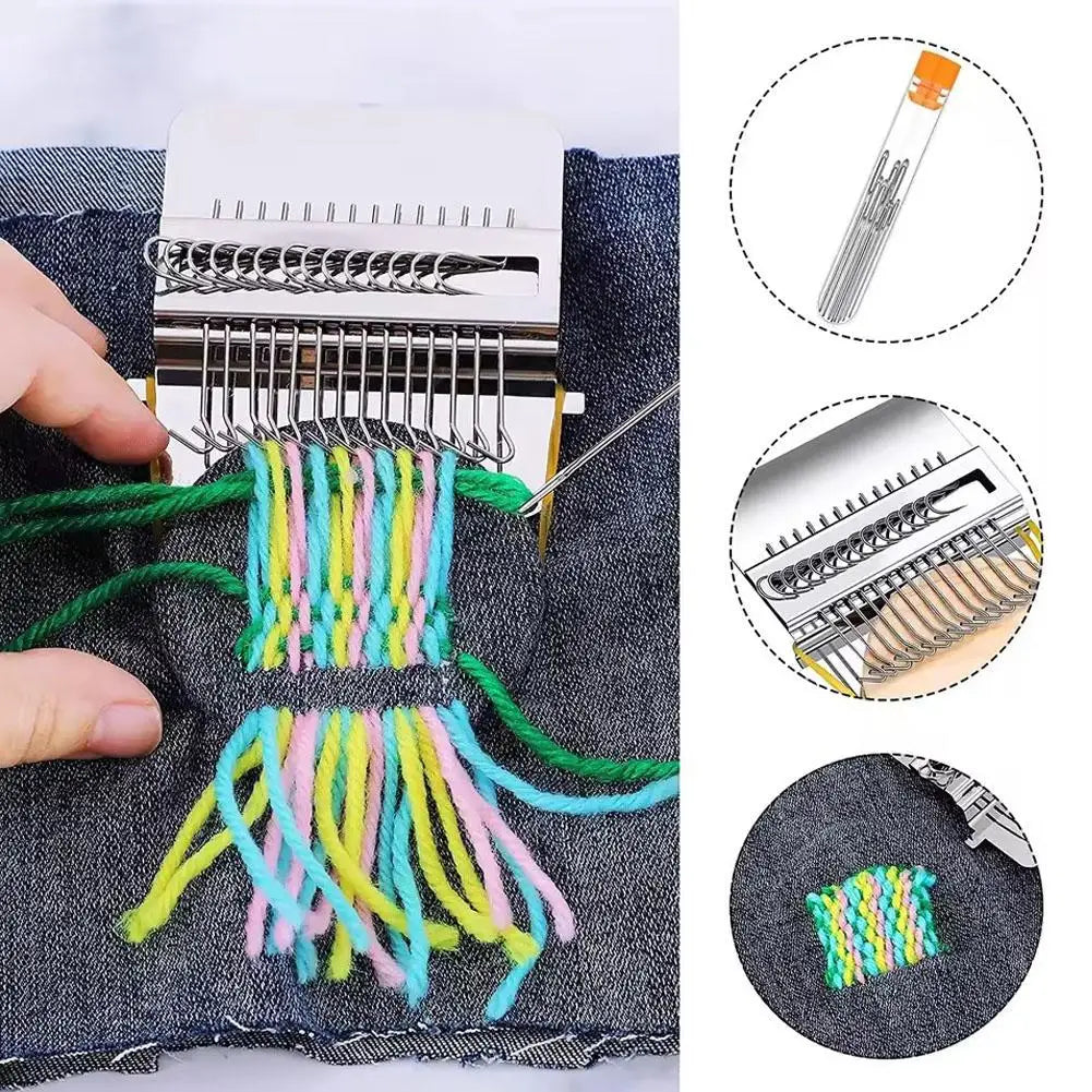 Crochet Mini Knitting Machine Small Loom Machine Tools DIY Textile Tool Darning Machine For Stitching Mending Clothes and Jeans