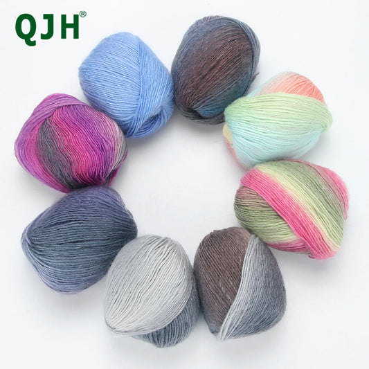 Dyed Rainbow Wool Yarn Gradient Medium Thick Needle Yarn DIY Hand Knitting Woven Hat Scarf Shawl Sweater 50g/pcs