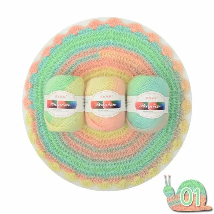 Dyed Rainbow Wool Yarn Gradient Medium Thick Needle Yarn DIY Hand Knitting Woven Hat Scarf Shawl Sweater 50g/pcs