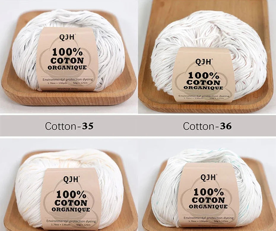 50g 100% Organic Cotton Yarn for Knitting Crocheting Crafts Hand Woven Sweater Yarn Cotton Yarn Threads Hand Knitted DIY Scarves