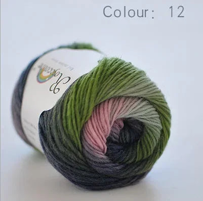 50g Rainbow 100% Pure Wool Yarn,Long Dyed Gradient Knitting Yarn,DIY Shawl Sweater Scarf Clothing Crochet Thread Hand Woven Gift