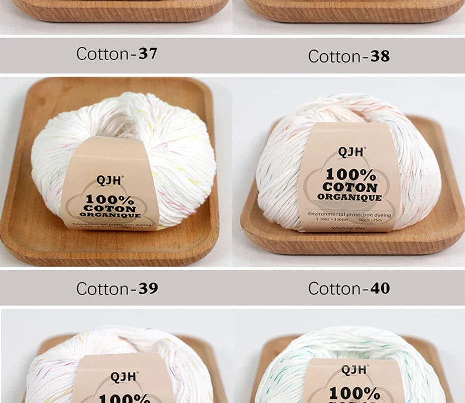 50g 100% Organic Cotton Yarn for Knitting Crocheting Crafts Hand Woven Sweater Yarn Cotton Yarn Threads Hand Knitted DIY Scarves