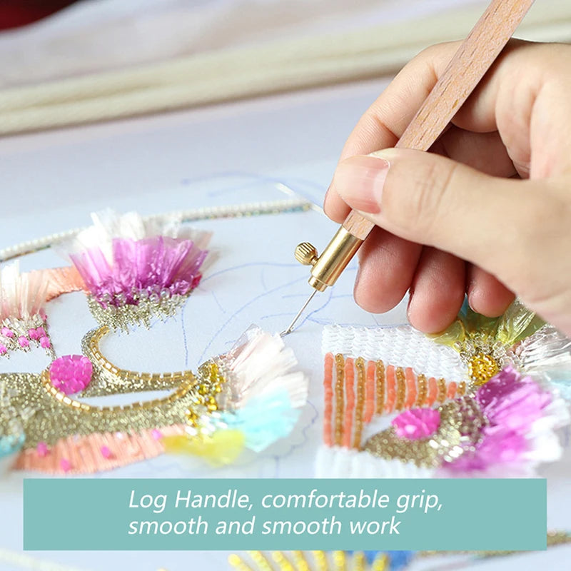 1set French embroidery crochet DIY hand cross stitch cotto crochet 3 needles