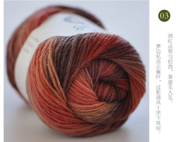 50g Rainbow 100% Pure Wool Yarn,Long Dyed Gradient Knitting Yarn,DIY Shawl Sweater Scarf Clothing Crochet Thread Hand Woven Gift