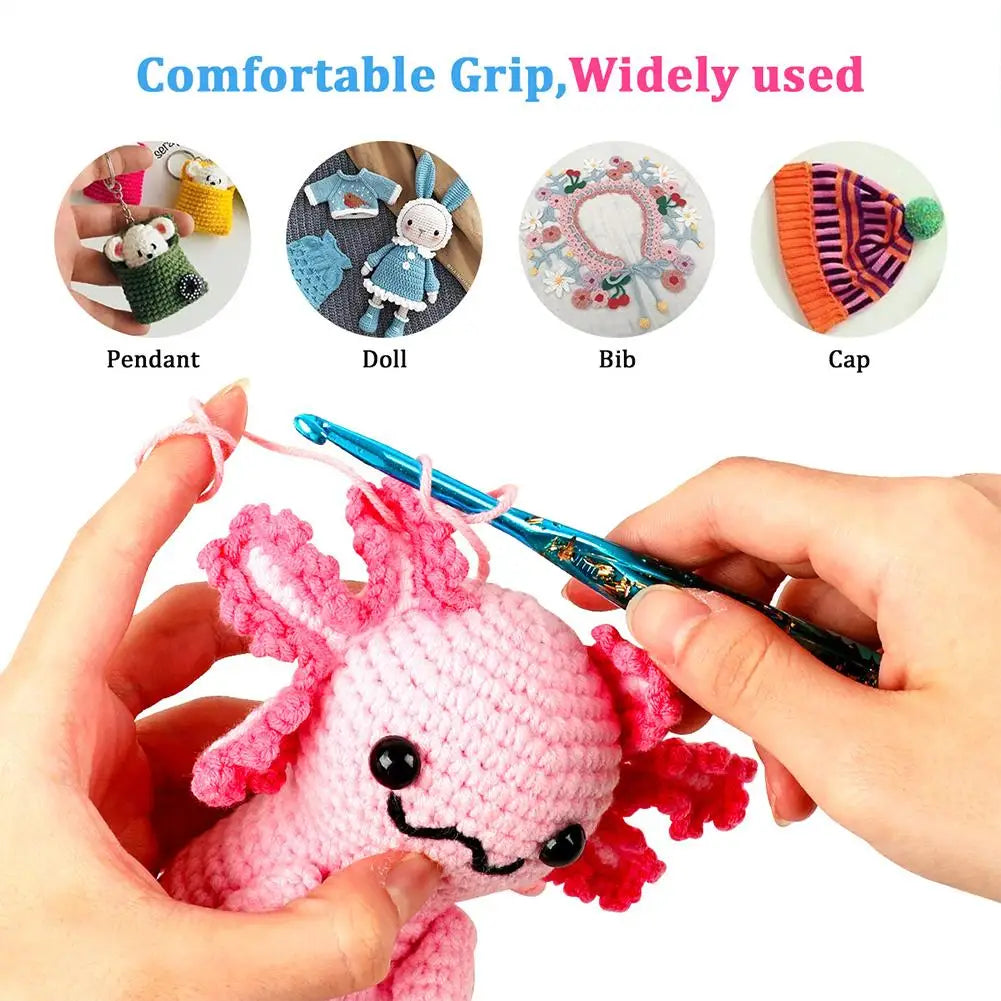 Crochet Hooks Ergonomic Crochet Needle with Floral Resin Grips Non-slip Knitting Tool Craft Supplies for Beginners Women Adults