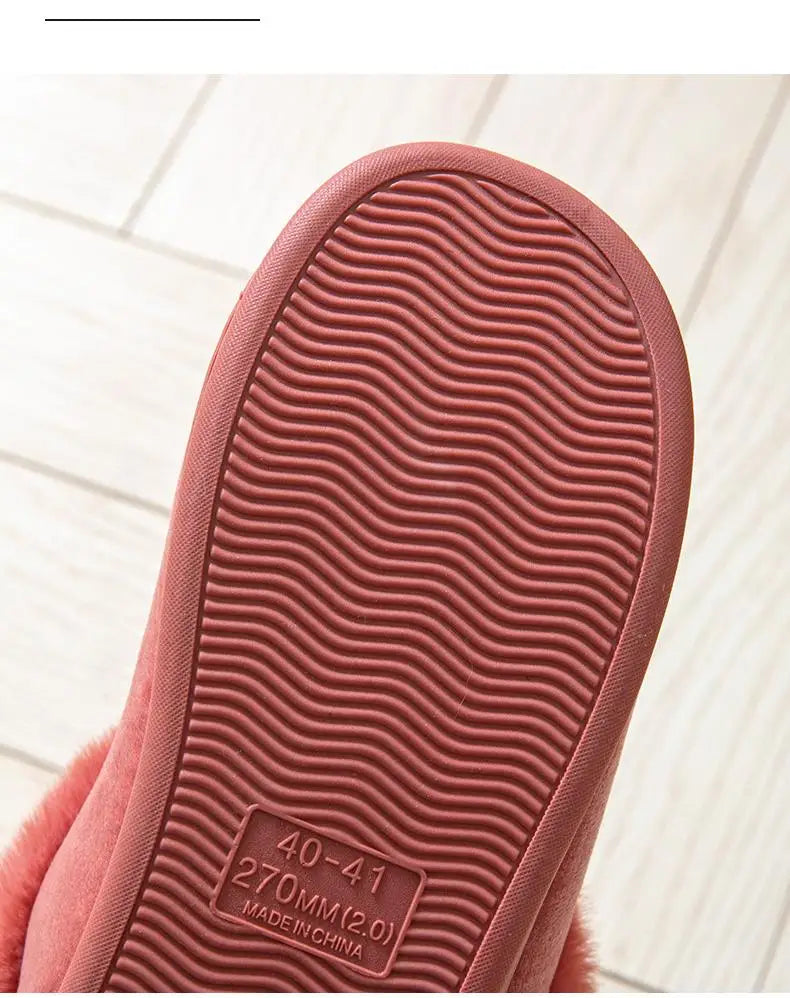 Comwarm Women's Warm Fuzzy Slippers Long Ears Couple Winter Thickened Plush Slippers Indoor Comfort Fluffy Slippers Cotton Shoes