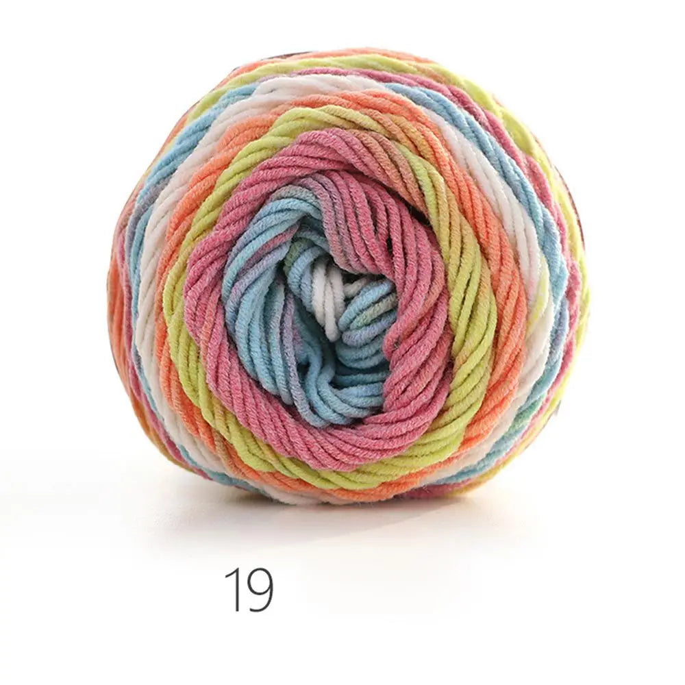 100grams Rainbow Color Hand-woven Cotton Yarn Soft Crochet Thick Yarn For Hand Knitting Warm Sweater Sofa Cushion Scarf DIY