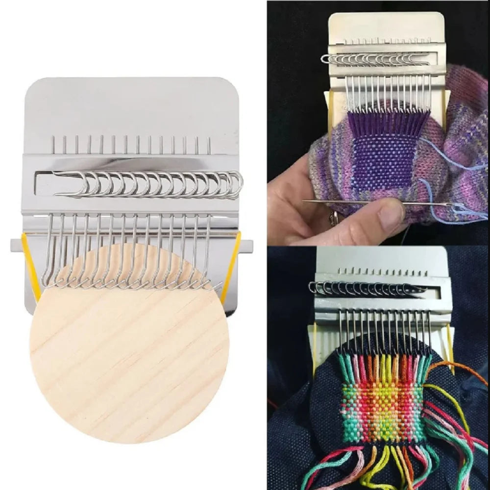 Crochet Mini Knitting Machine Small Loom Machine Tools DIY Textile Tool Darning Machine For Stitching Mending Clothes and Jeans