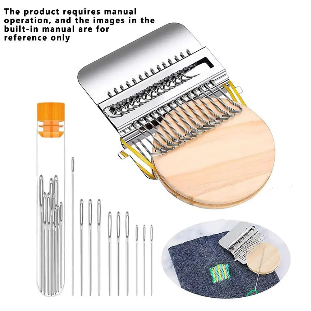 Crochet Mini Knitting Machine Small Loom Machine Tools DIY Textile Tool Darning Machine For Stitching Mending Clothes and Jeans
