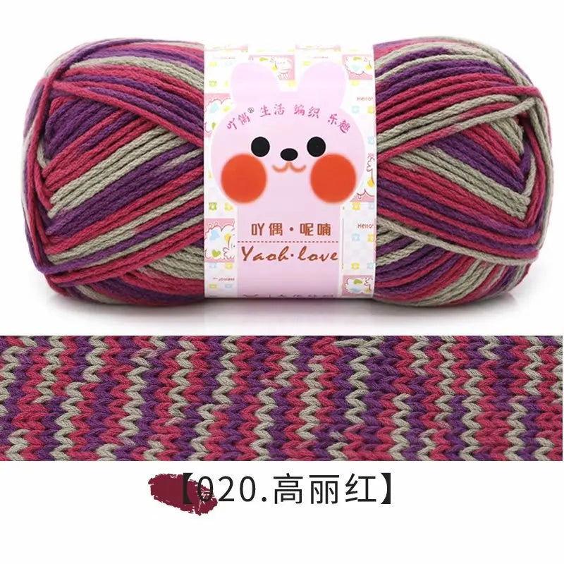 100g/Roll 170M Rainbow Cotton Yarn Segment Byeing 6 Strands Milk Cotton Yarn Threads Hand Knitted Baby DIY Scarves Socks Line