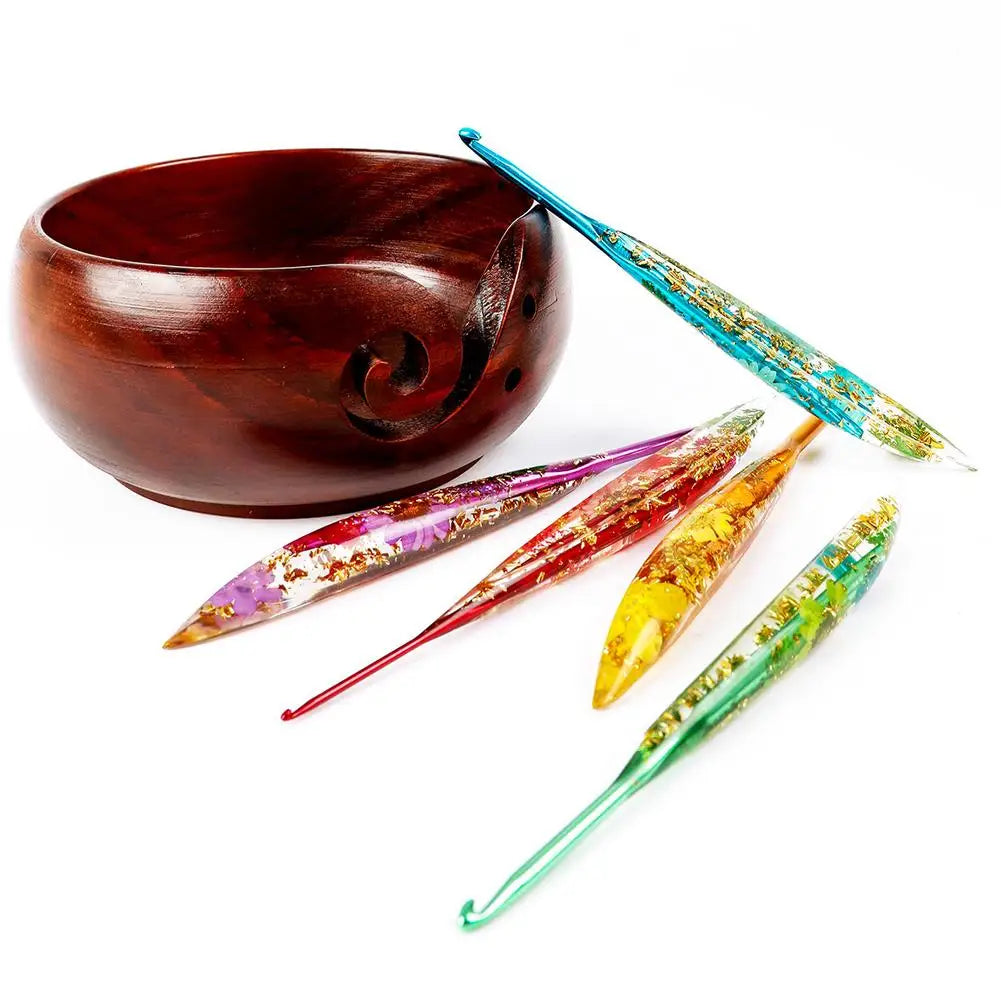 Crochet Hooks Ergonomic Crochet Needle with Floral Resin Grips Non-slip Knitting Tool Craft Supplies for Beginners Women Adults