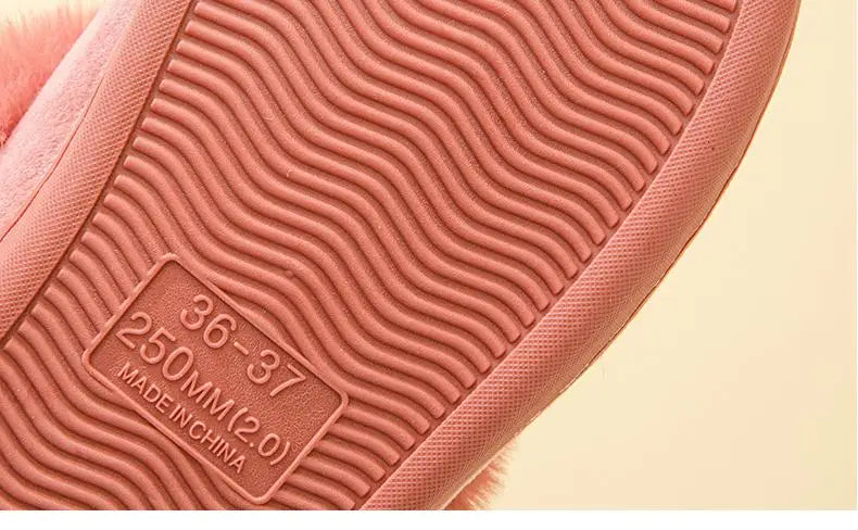 Comwarm Women's Warm Fuzzy Slippers Long Ears Couple Winter Thickened Plush Slippers Indoor Comfort Fluffy Slippers Cotton Shoes