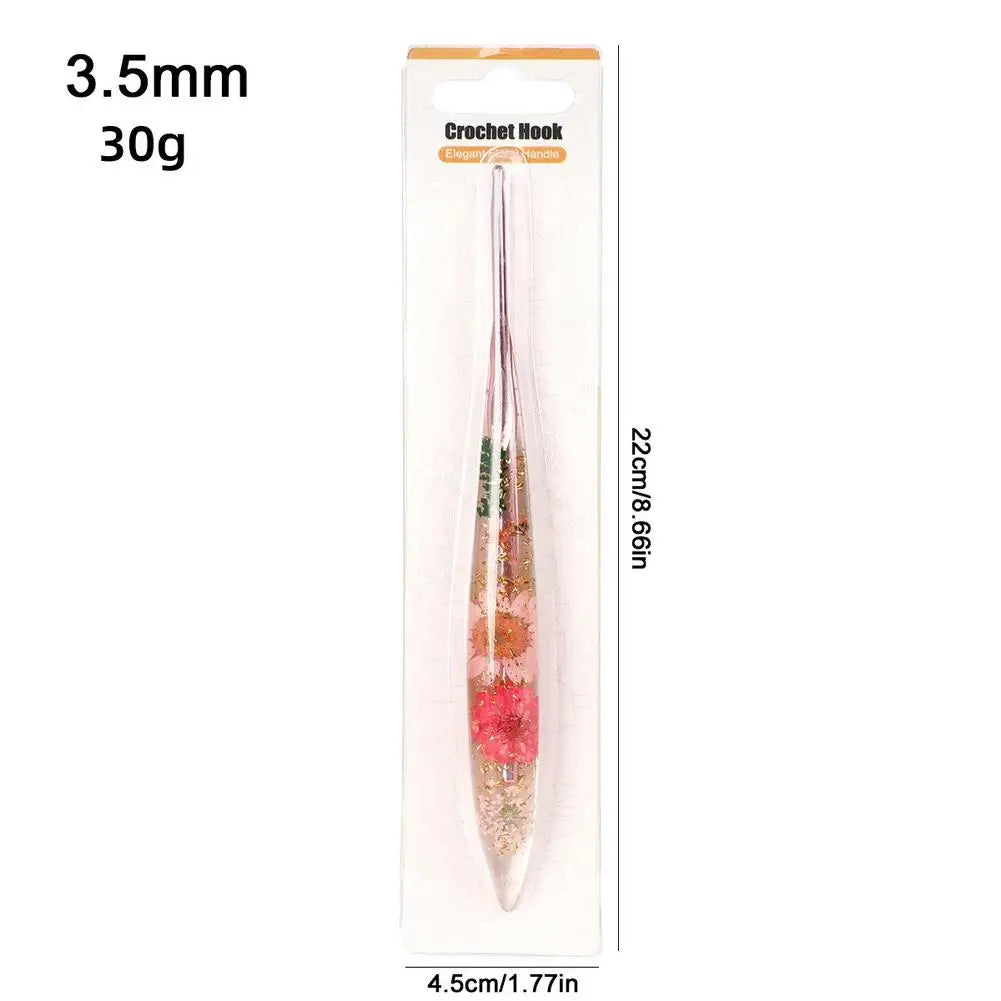 Crochet Hooks Ergonomic Crochet Needle with Floral Resin Grips Non-slip Knitting Tool Craft Supplies for Beginners Women Adults