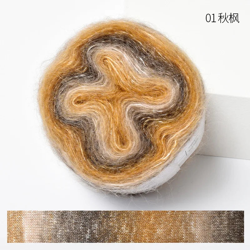 250M Rainbow Gradient Color Cake Yarn Organic Cotton Blend Yarn DIY Spring/Summer Crochet Skirt Lace Line Hand-Woven Soft Yarn