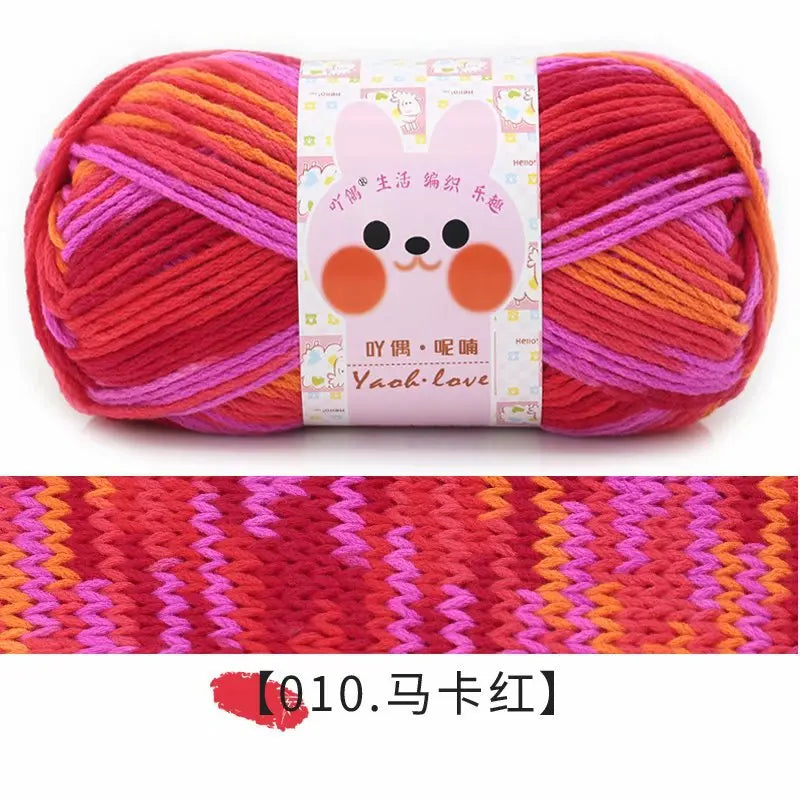 100g/Roll 170M Rainbow Cotton Yarn Segment Byeing 6 Strands Milk Cotton Yarn Threads Hand Knitted Baby DIY Scarves Socks Line